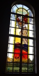 The stained glass windows in the chapel