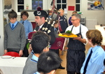 The supper begins with the haggis being piped in.