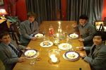 Natty, Teddy, James and Jiyong enjoy their Headmaster's Dinner